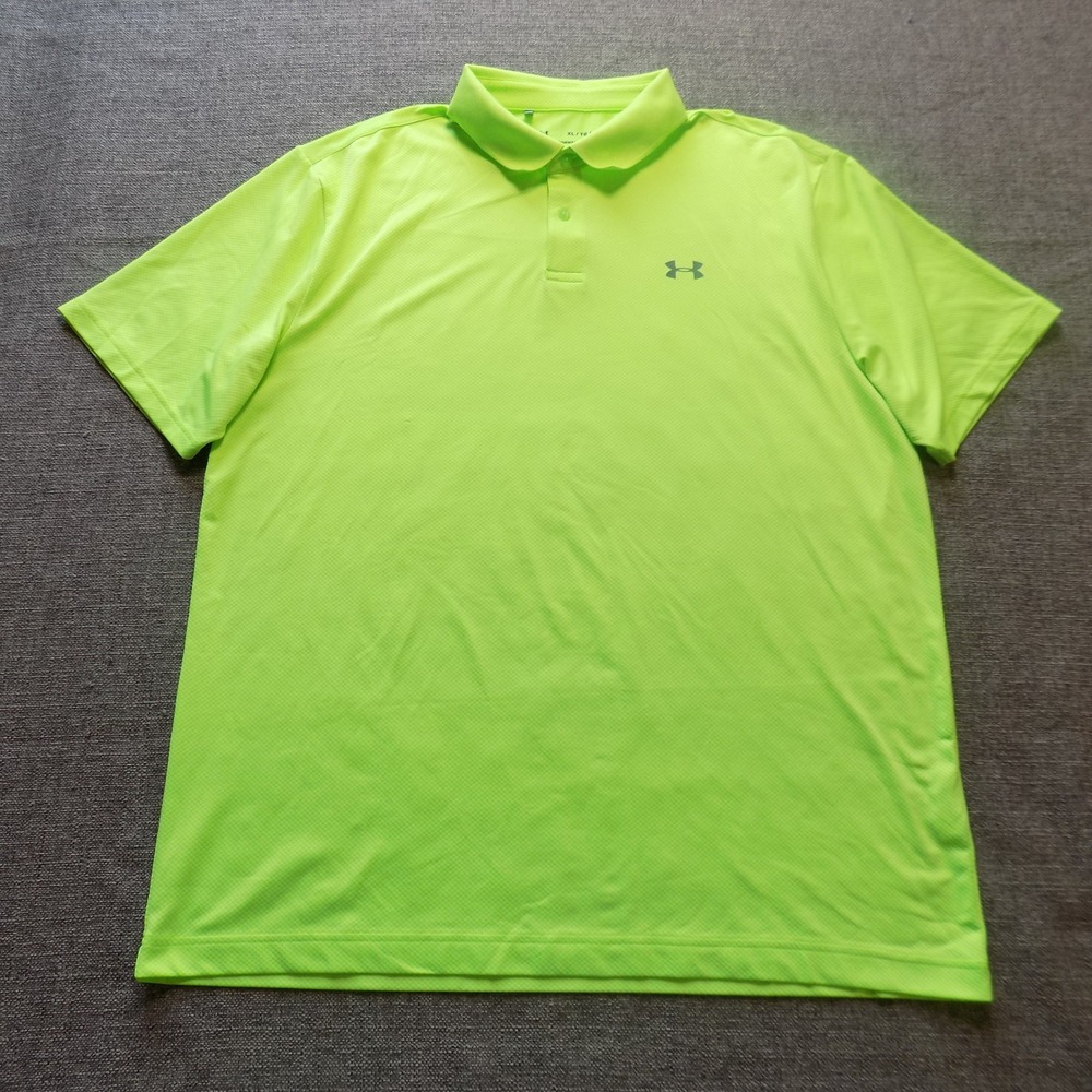 Under Armour Performance Polo Mens XL Neon Green Good Short Sleeve Golf Shirt